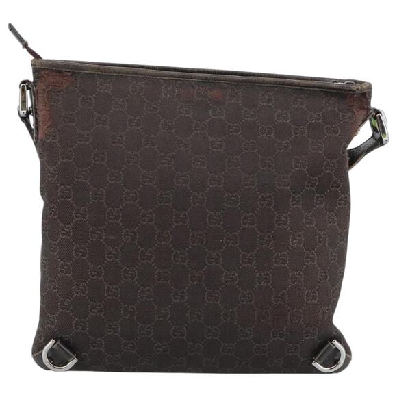 GUCCI GG Canvas Abbey Shoulder Bag Outlet Dark Brown Silver - Picture 3 of 16
